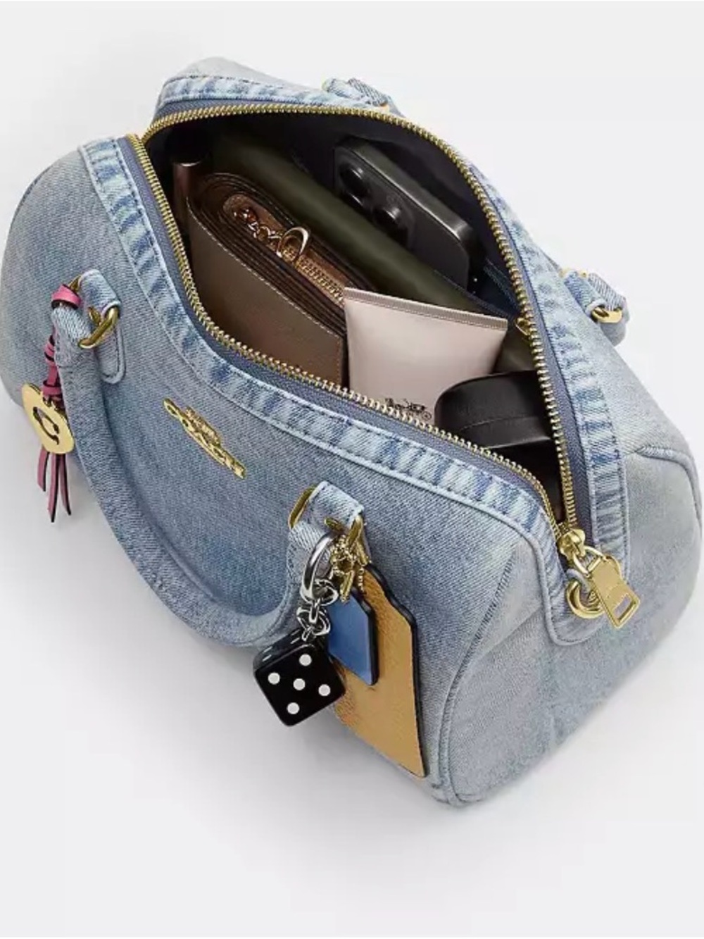 Rowan Satchel Bag
In Loved Denim With Charms - Picture 4 of 15